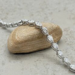 Lab Grown Diamond Tennis Bracelet Pear Cut White Gold Platinum LS7351
