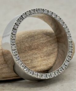 Pave Set Diamond Man's Shiny Eternity Band White Gold Platinum LS7357