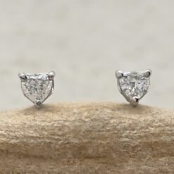 Tiny Heart Shape Lab Diamond Gift Earrings White Gold Platinum LS7322