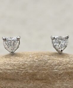Tiny Heart Shape Lab Diamond Gift Earrings White Gold Platinum LS7322