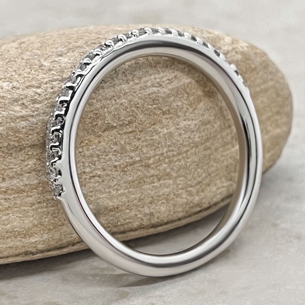 Diamond Stacking Wedding Band Half Eternity White Gold Platinum LS800