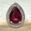 Pear Cut Rubellite Pink Sapphire Ring Rose White Gold Platinum LS1342