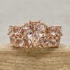 AAA Heart Shape Peachy Pink Morganite Bridal Ring Set Rose Gold LS7254