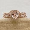 Peachy Pink Morganite Gemstone Ring Heart Side Stones Rose Gold LS7224