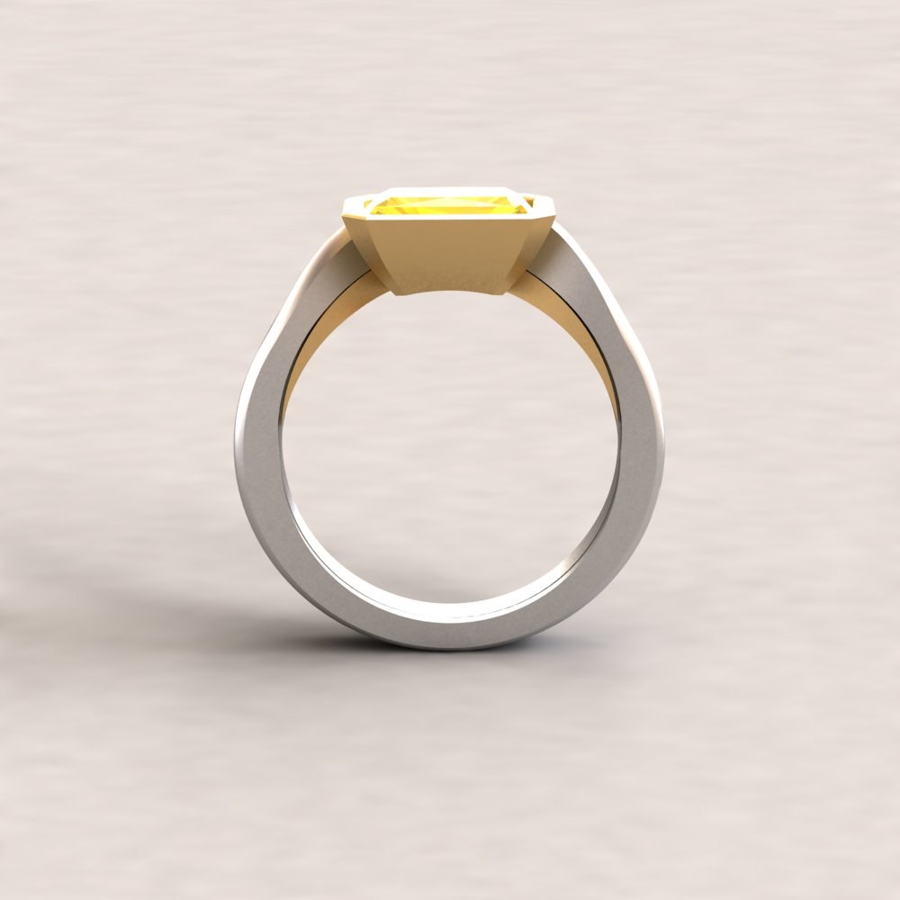 Custom Emerald Cut Yellow Topaz 2-tone Ring - Image 15