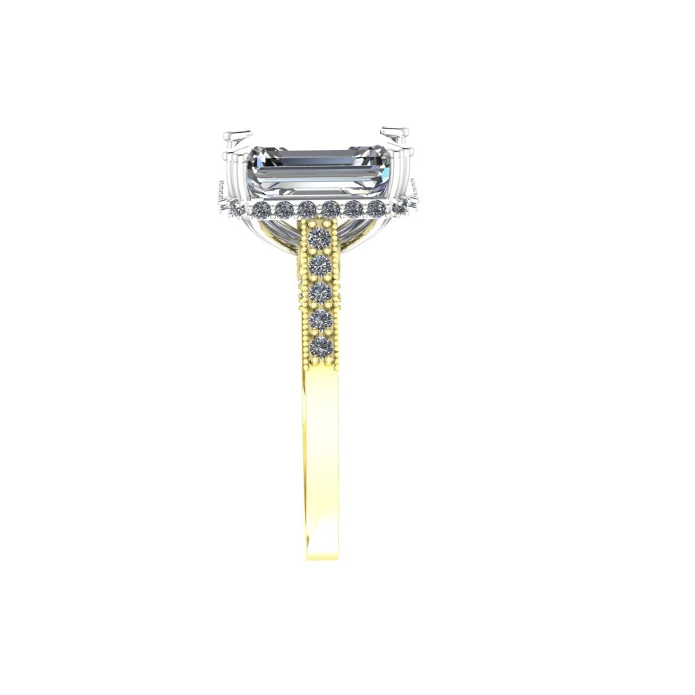 Custom 4 Carat Emerald Cut Lab Grown Diamond Engagement Ring - Image 10