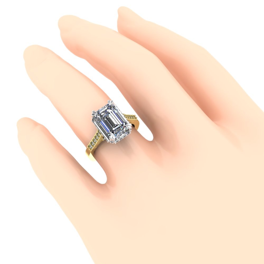 Custom 4 Carat Emerald Cut Lab Grown Diamond Engagement Ring - Image 8