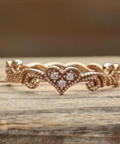 Dainty Diamond Stacking Ring Swirl Design Braid Band Rose Gold LS7261