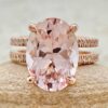 Double Shank Oval Morganite Diamond Engagement Ring Rose Gold LS7399