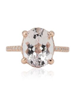Genuine Light Pink Morganite Diamond Engagement Ring Rose Gold LS4784