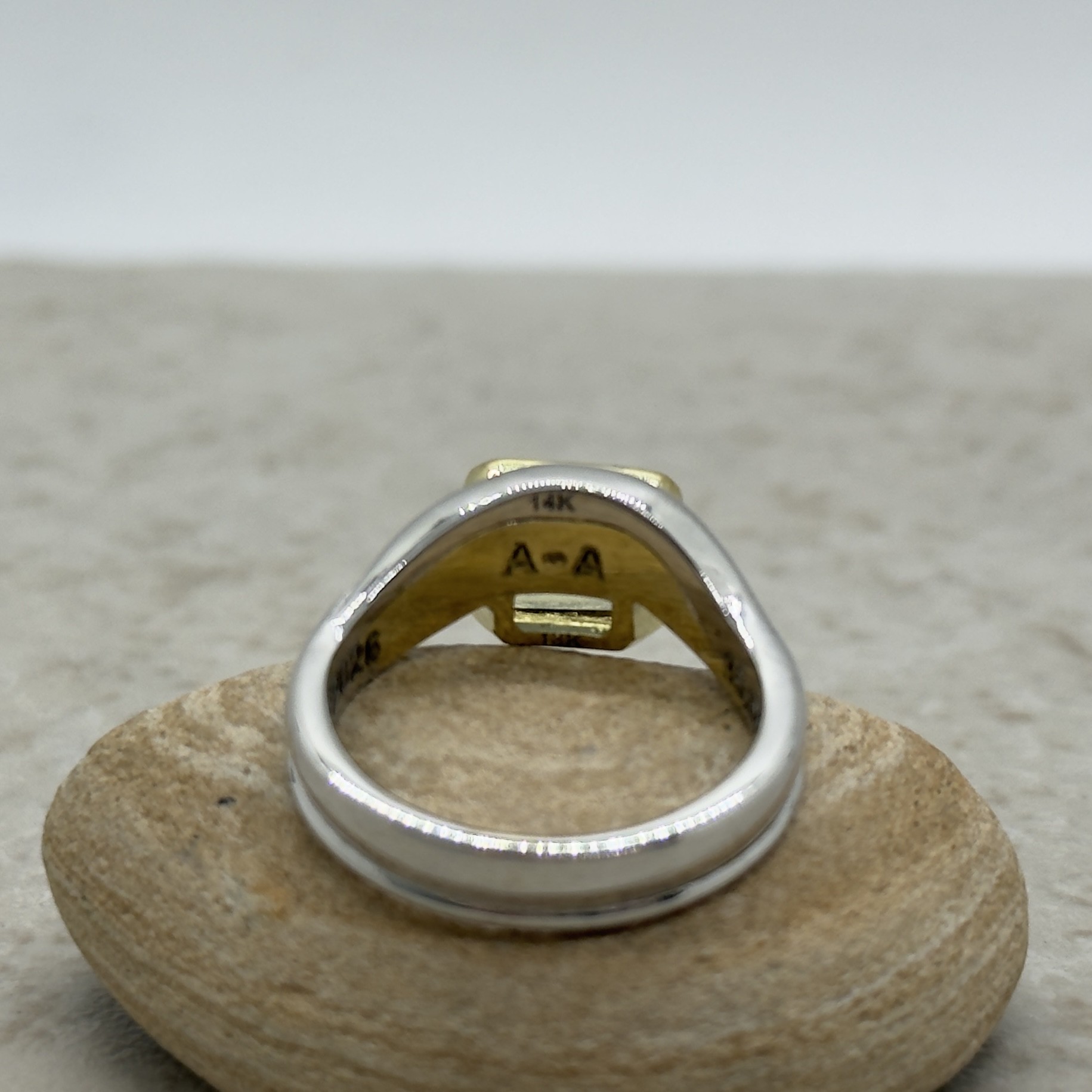 Custom Emerald Cut Yellow Topaz 2-tone Ring - Image 4