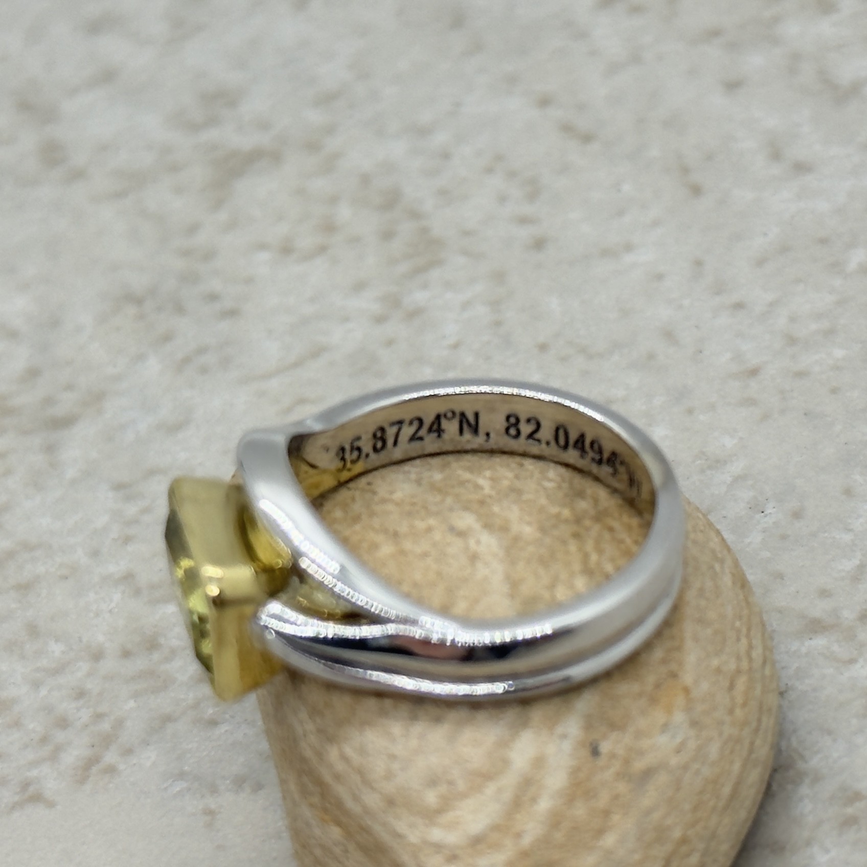 Custom Emerald Cut Yellow Topaz 2-tone Ring - Image 5