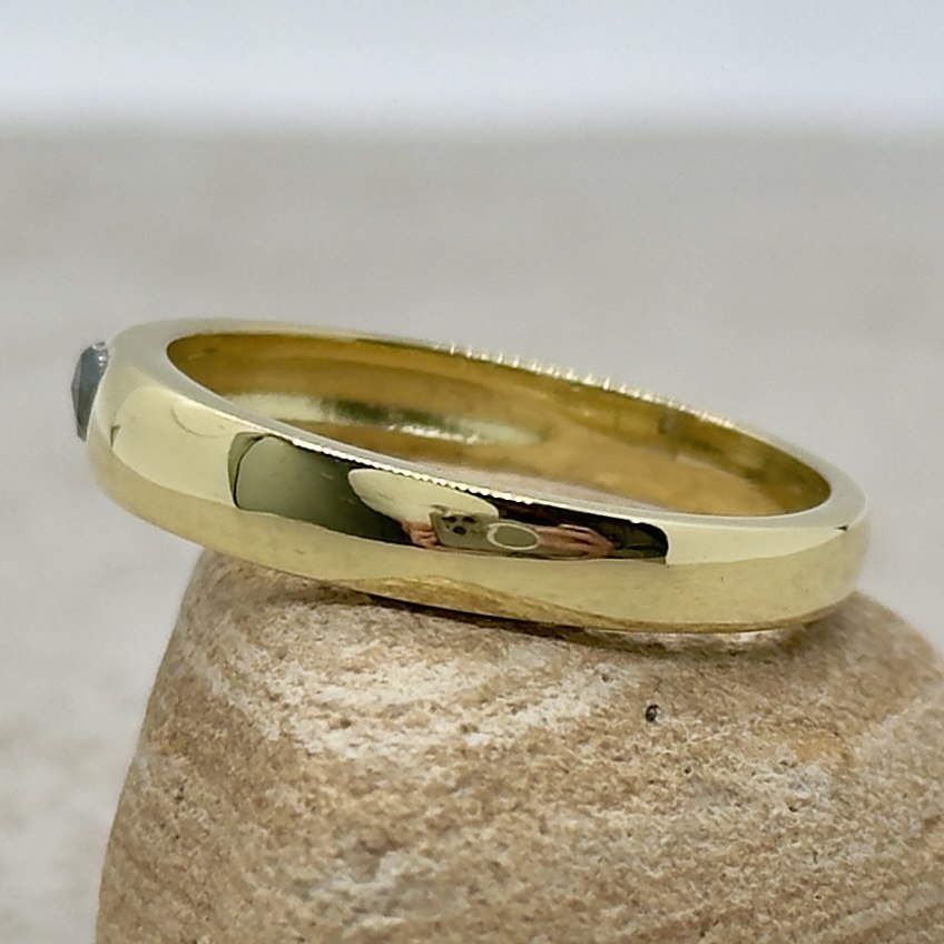 Custom Heart Salt and Pepper Diamond His and Hers Wedding Rings - Image 3
