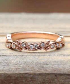 Nature Inspired Lab Diamond Leaf Vine Stacking Ring Rose Gold LS7257