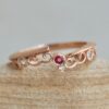 Round Cut Natural Ruby White Sapphire Stacking Ring Rose Gold LS7258