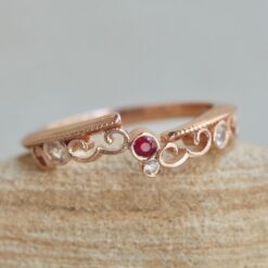 Ruby and Sapphire Band, Vine, Leaves, Swirls with Genuine Gems Ring
