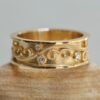 Tiny Round Diamond Vine Ring Nature Inspired Design Yellow Gold LS6288