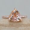 Trillion Cut Morganite Engagement Ring Diamond Halo Rose Gold LS5113