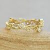 Vine Hearts Wedding Ring Bezel Diamond Swirl Design Yellow Gold LS6102