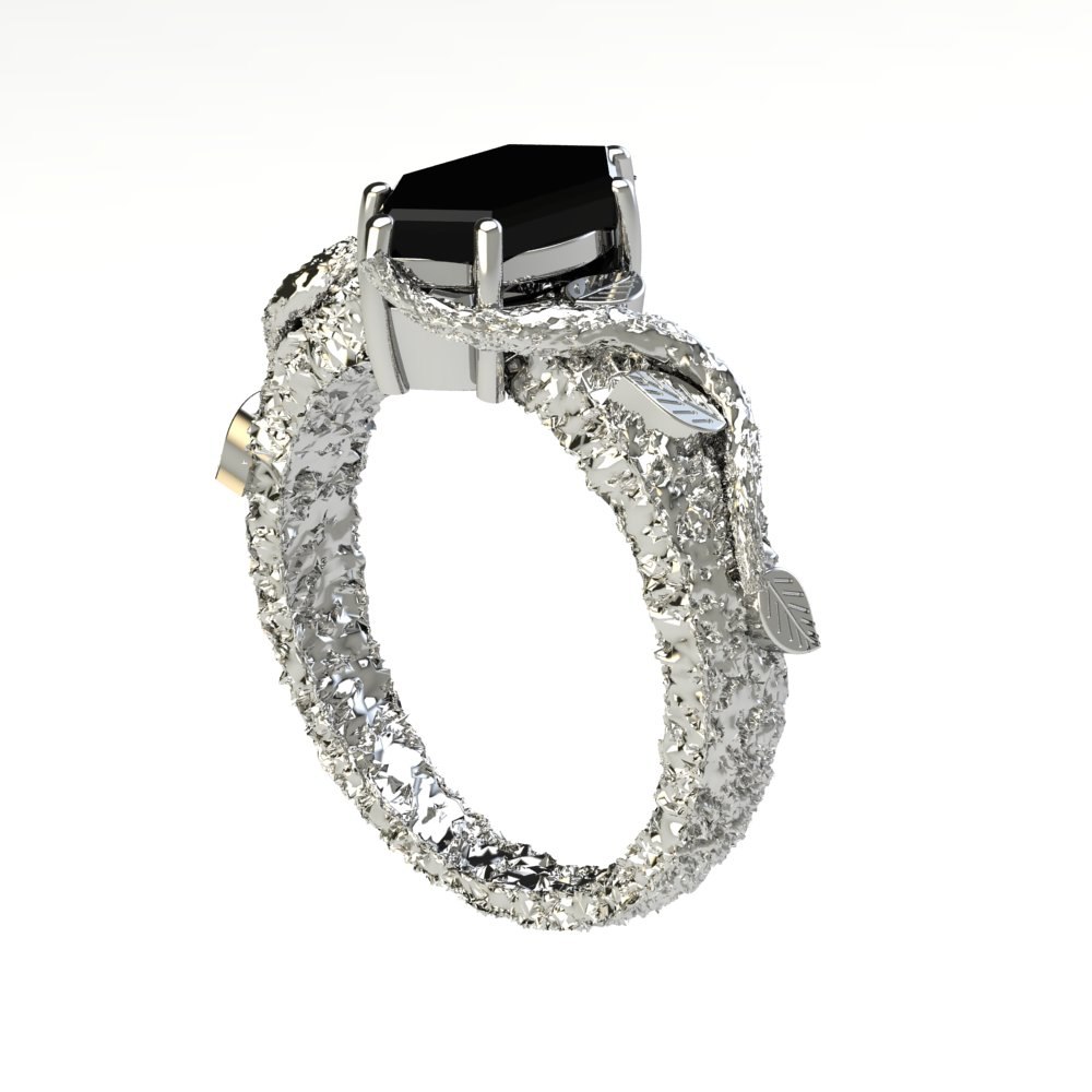 Custom Hexagon Cut Genuine Onyx His and Hers Rings - Image 2