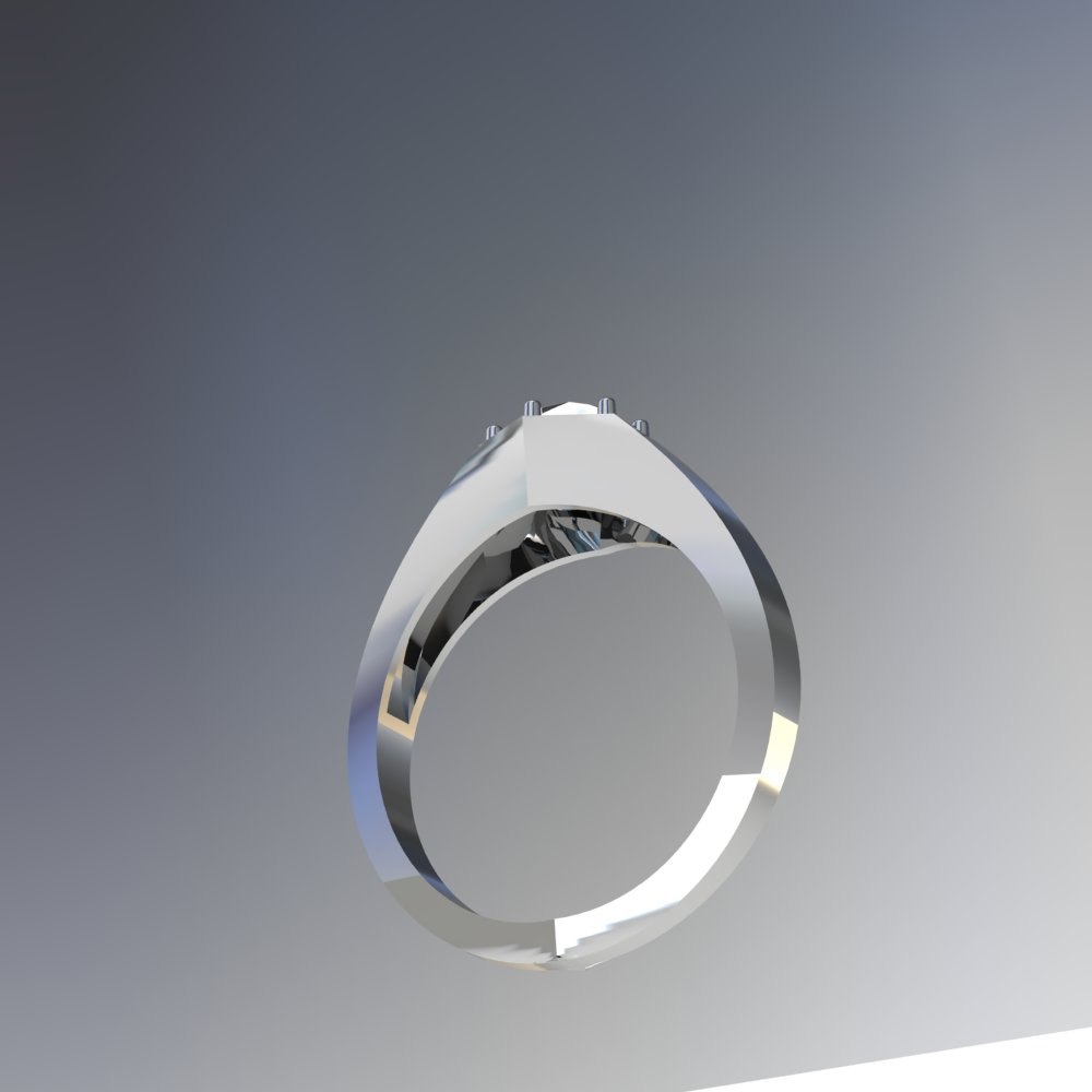 Custom Hexagon Aquamarine Ring in Platinum - Image 5