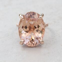 14 Carat Morganite Gemstone Diamond Engagement Ring Rose Gold LS5394