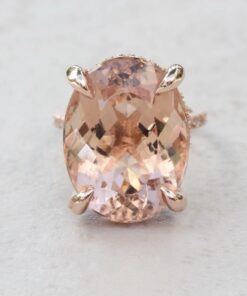 14 Carat Morganite Gemstone Diamond Engagement Ring Rose Gold LS5394