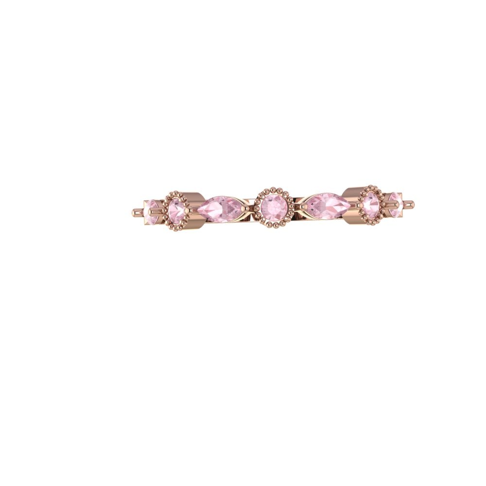 Custom Marquise and Dot Peachy Pink Morganite Ring - Image 7