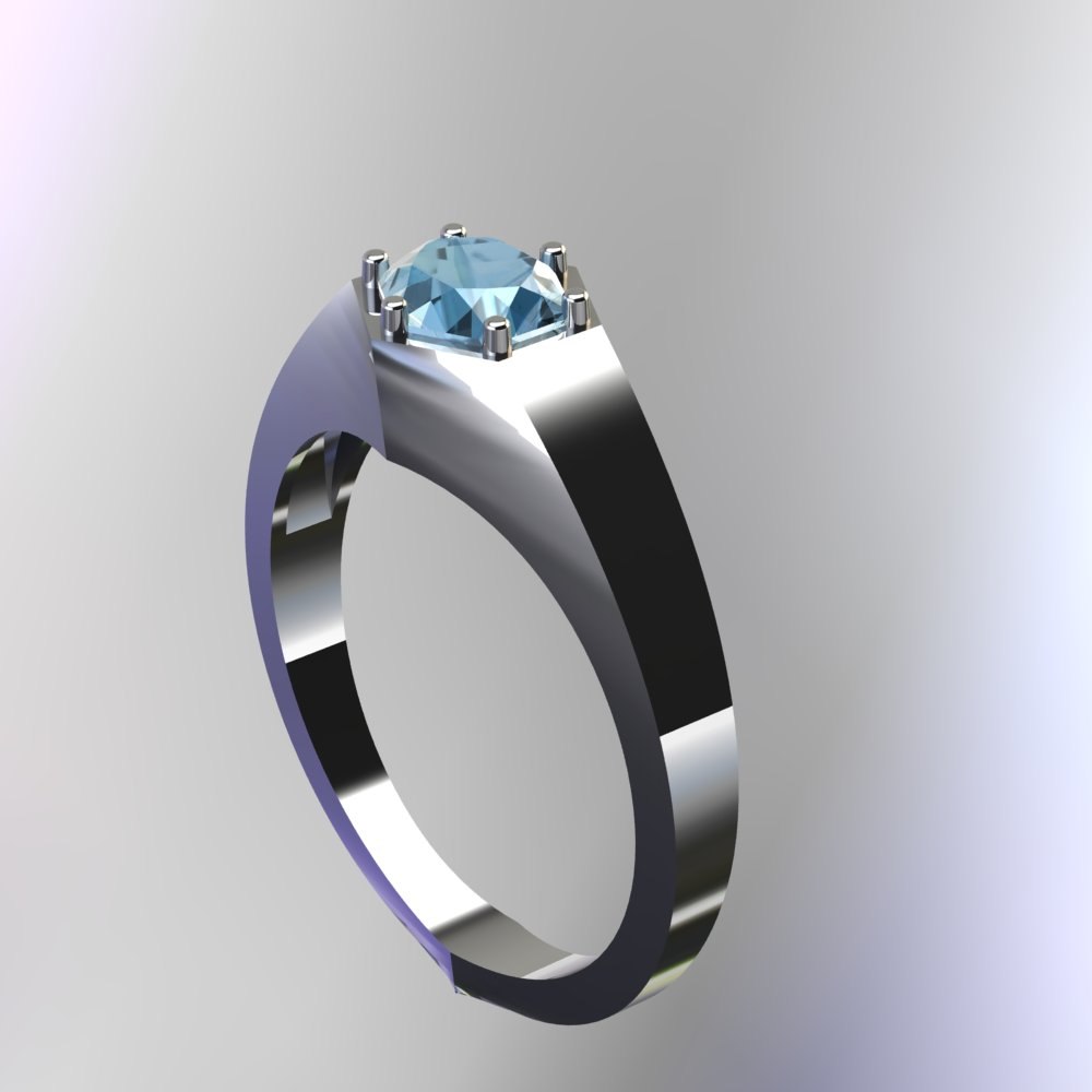 Custom Hexagon Aquamarine Ring in Platinum - Image 2