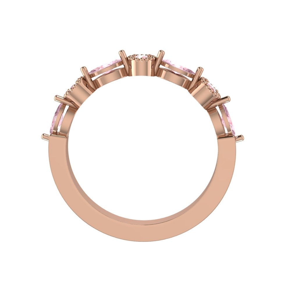 Custom Marquise and Dot Peachy Pink Morganite Ring - Image 8