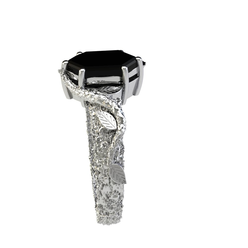 Custom Hexagon Cut Genuine Onyx His and Hers Rings - Image 4