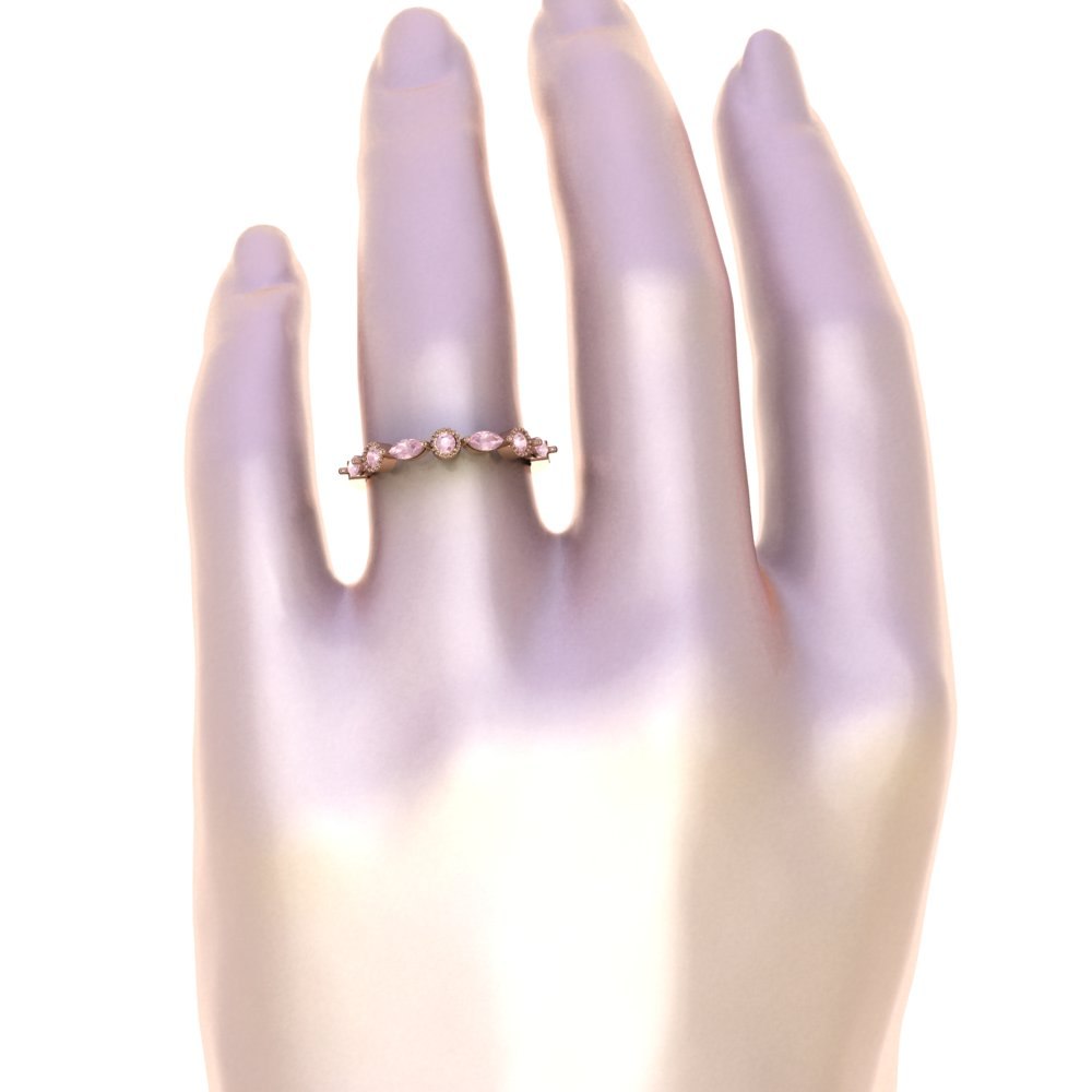 Custom Marquise and Dot Peachy Pink Morganite Ring - Image 5