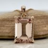 7 Carat Peachy Pink Morganite Diamond Halo Necklace Rose Gold LS5161