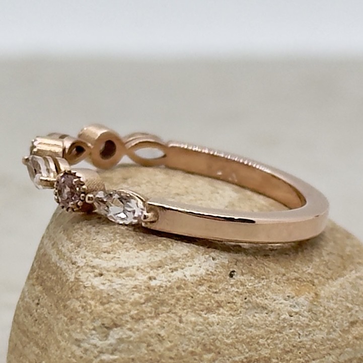 Custom Marquise and Dot Peachy Pink Morganite Ring - Image 3