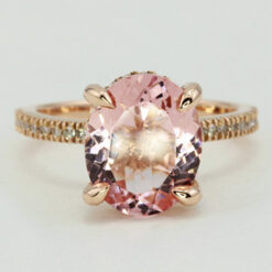 Oval Cut Rare Pink Morganite Diamond Engagement Ring Rose Gold LS7440