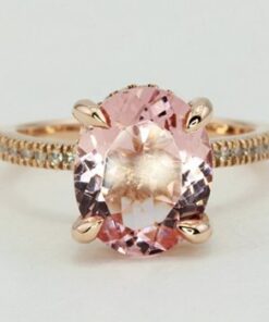 Oval Cut Rare Pink Morganite Diamond Engagement Ring Rose Gold LS7440