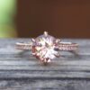 Peachy Pink Round Morganite Diamond Engagement Ring Rose Gold LS5348