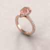 Pear Cut Peach Pink Morganite Diamond Engagement Ring Rose Gold LS7441