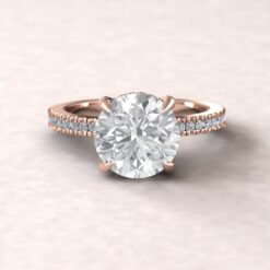 Round Cut IGI Lab Diamond Engagement Ring Claw Prongs Rose Gold LS5467