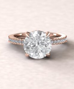 Round Cut IGI Lab Diamond Engagement Ring Claw Prongs Rose Gold LS5467