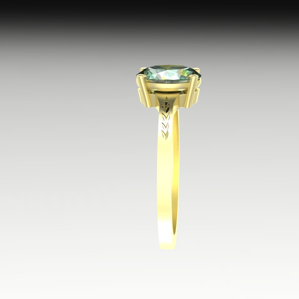 Custom Oval Moss Agate Ring with leaf details - Image 9