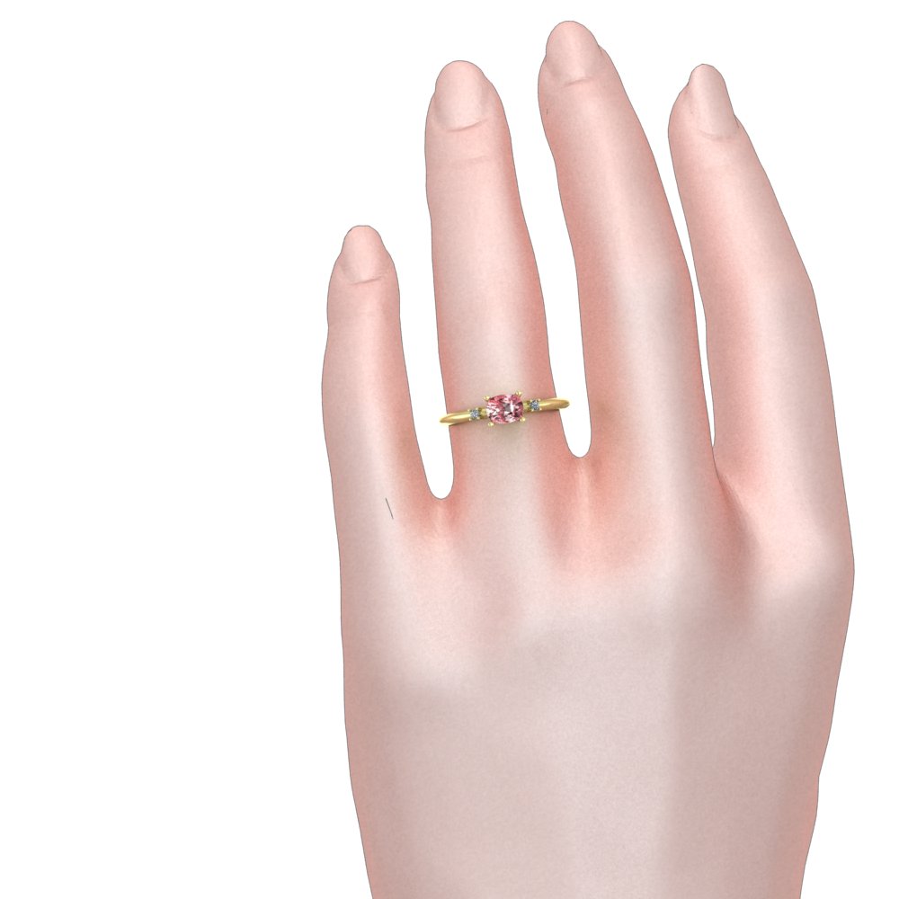 Custom Pomegranate Sapphire and Diamond Ring - Image 3