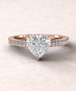 Heart Cut IGI Lab Diamond Engagement Ring Claw Prongs Rose Gold LS5474