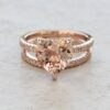 Heart Cut Morganite Diamond Matching Bridal Ring Set Rose Gold LS7409