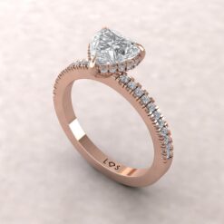 Heart Lab Grown Diamond Hidden Halo Engagement Ring Rose Gold LS5474