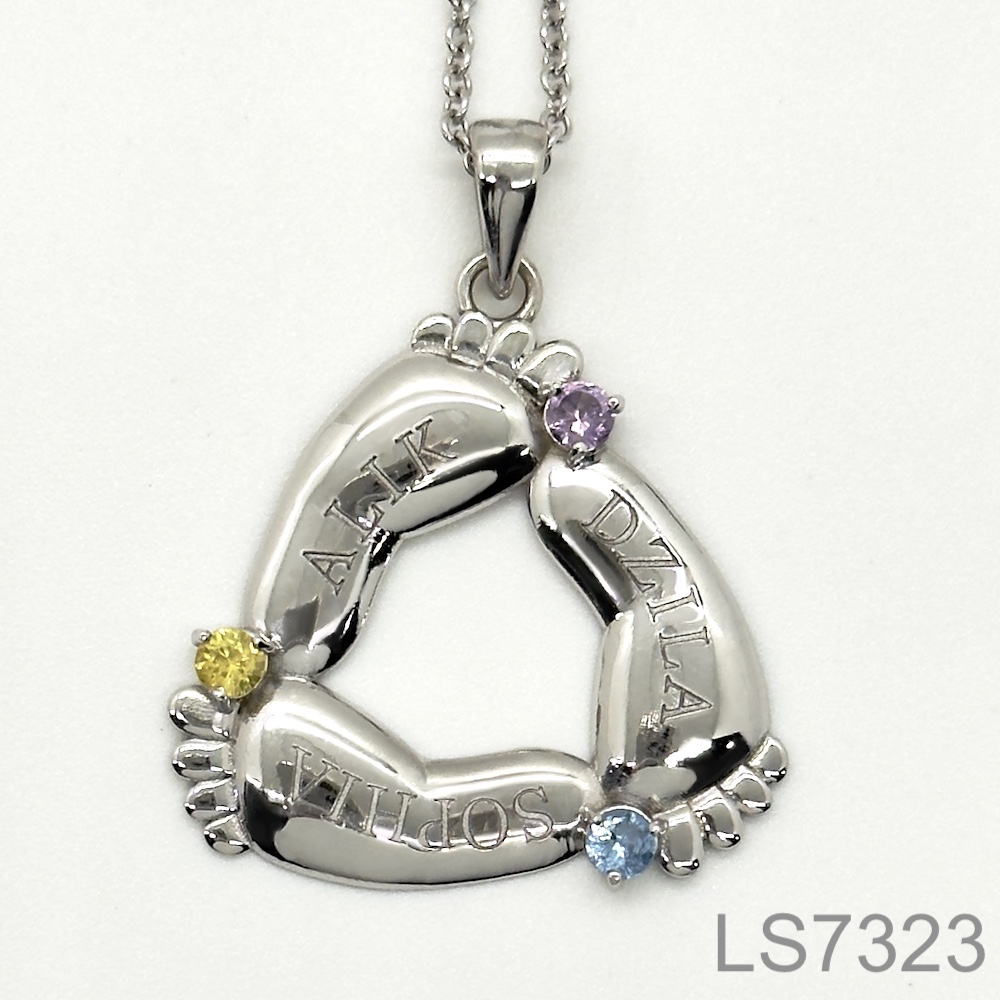 Laurie Sarah Custom Design Baby Foot Pendant for Mom and Grandma with Birthstones - LS7323