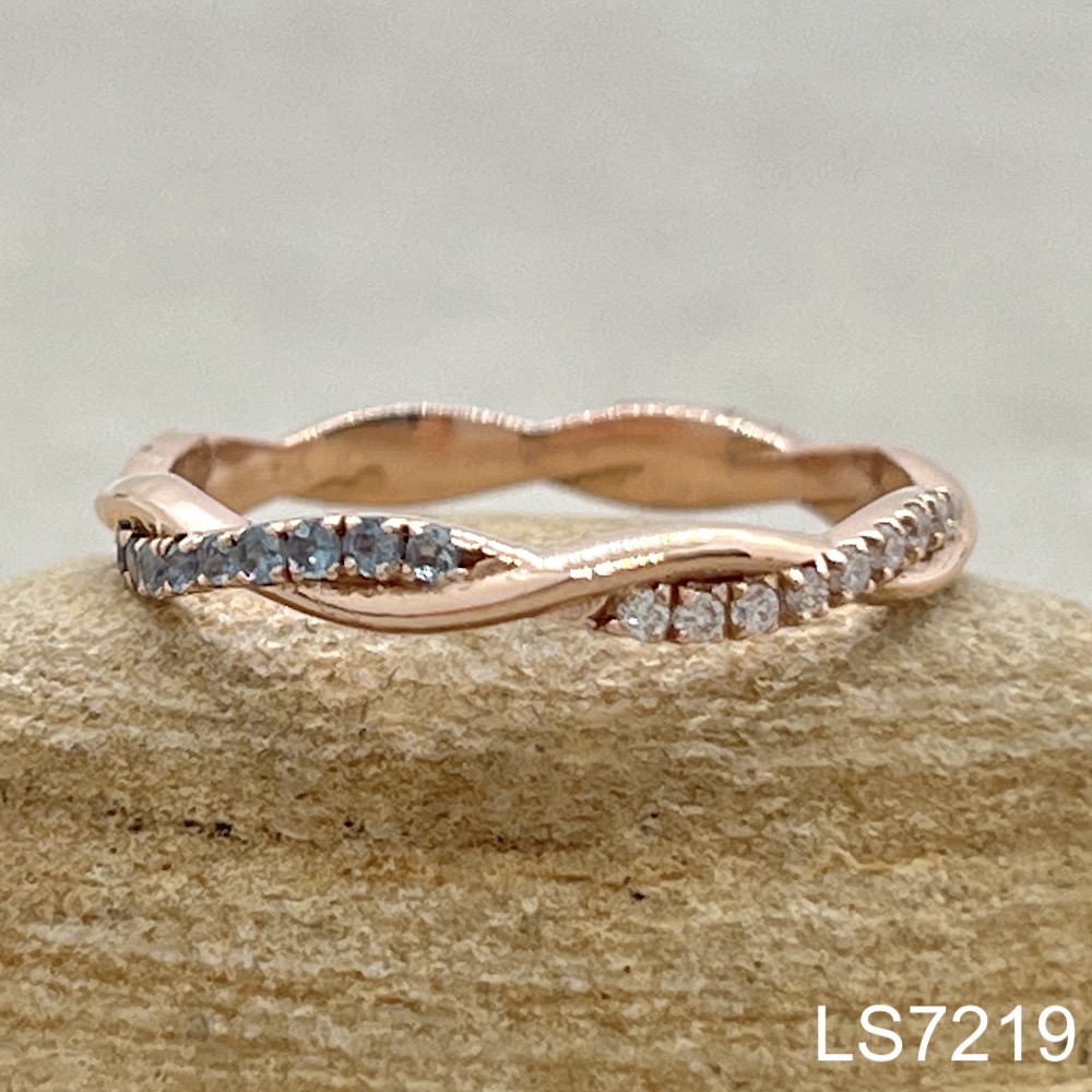 Laurie Sarah Custom Design Braided Ring with Aquamarine and Pink Sapphire - LS7219