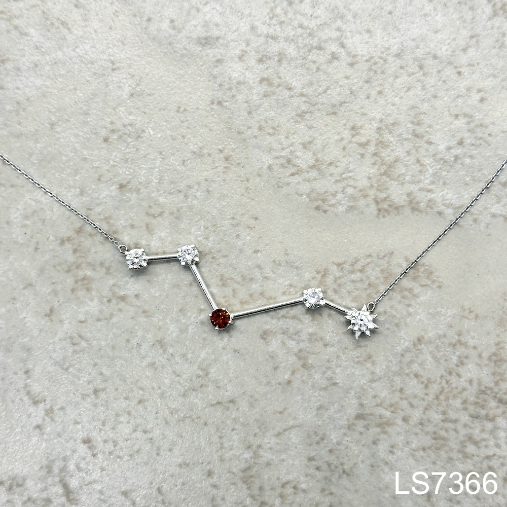 Laurie Sarah Custom Design Constellation Necklace with Diamonds and Garnet - LS7366
