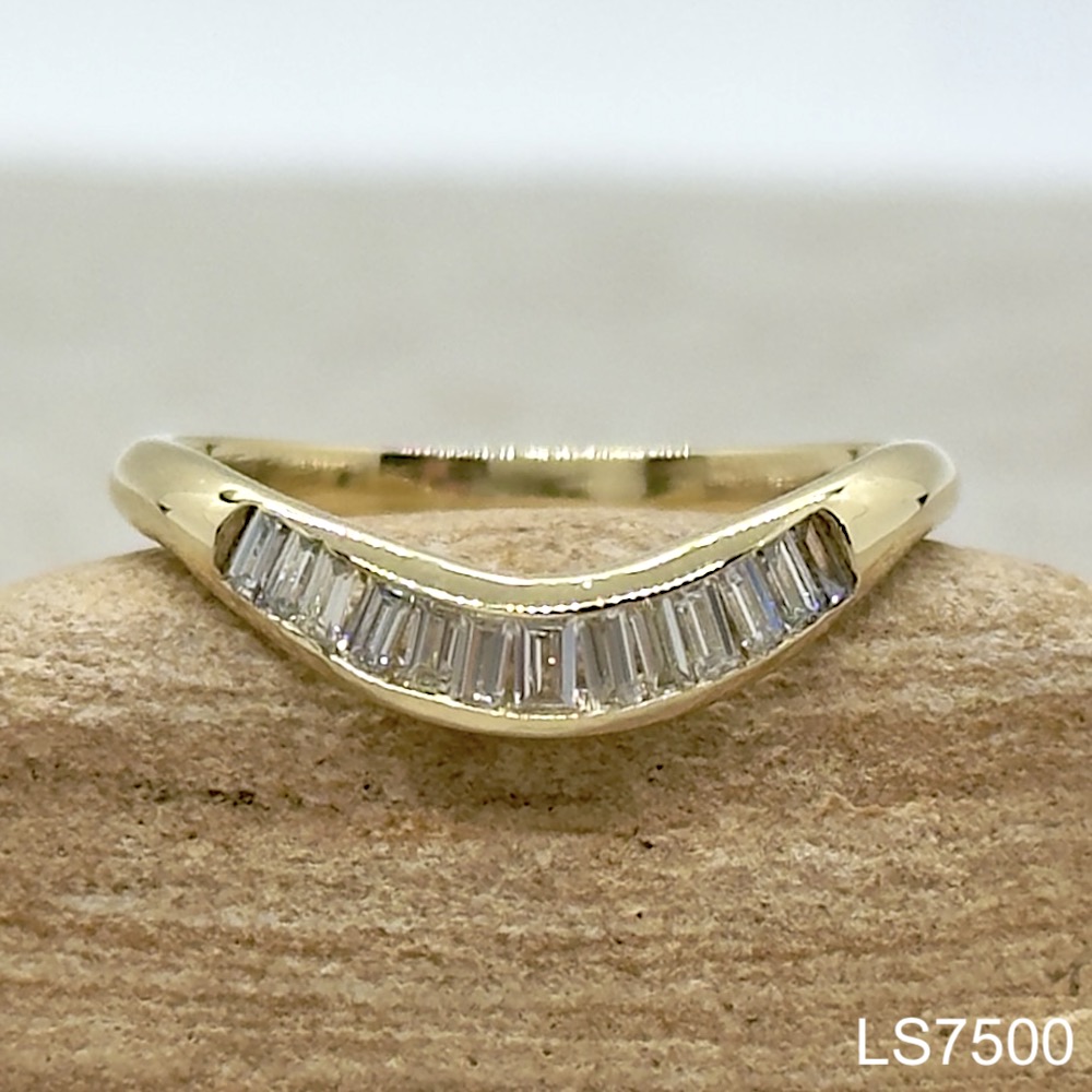 Laurie Sarah Custom Design Diamond Channel Set Contour Wedding Band - LS7500