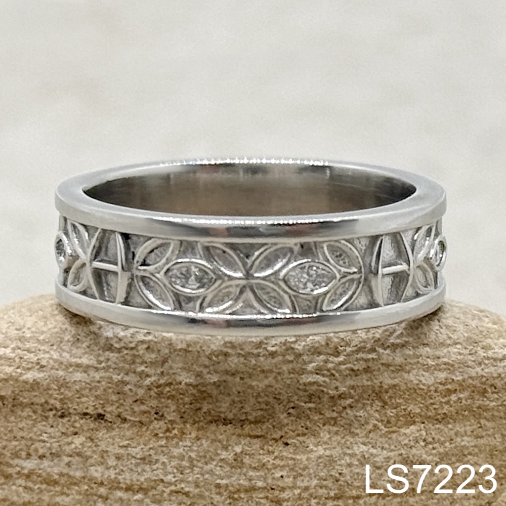 Laurie Sarah Custom Design Engraved Man's Band with Diamonds - LS7223